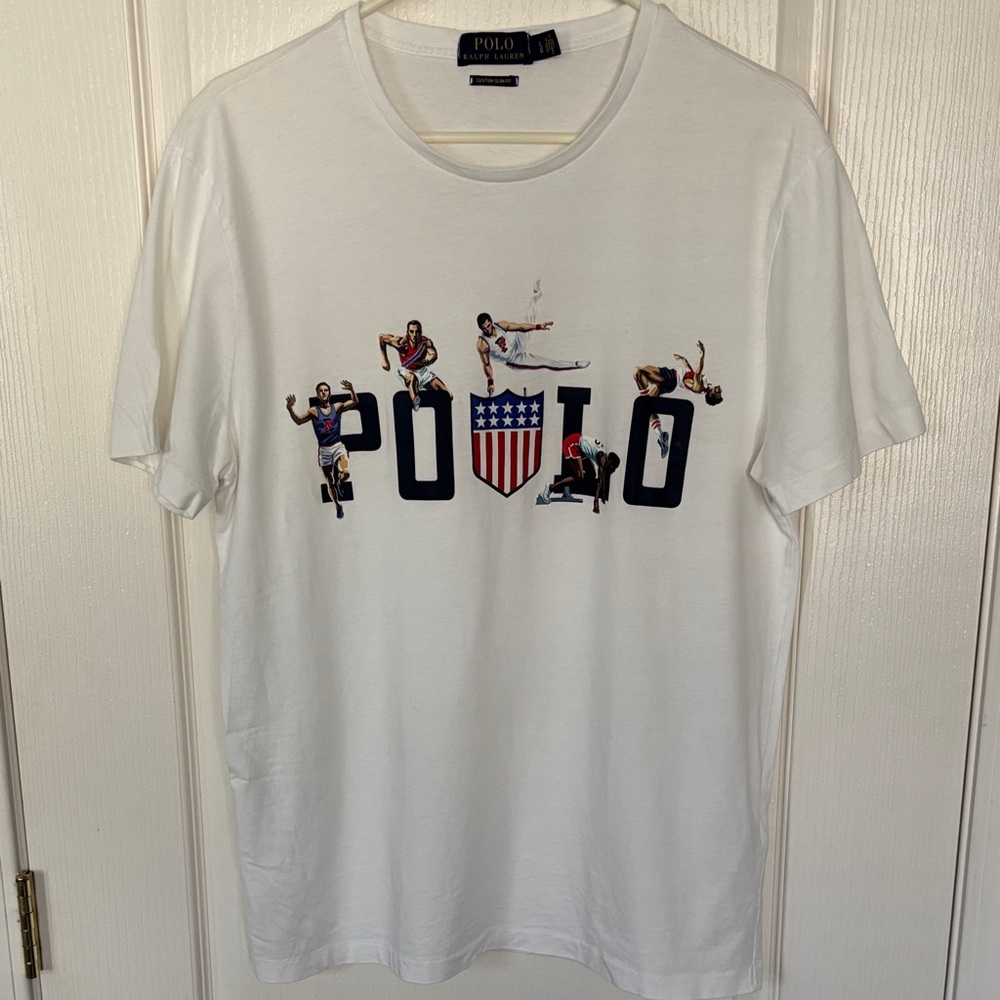 Polo by Ralph Lauren Stadium Olympic 92 1992 White Graphic Tee